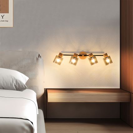 Brilagi - Spottivalaisin HYGGE 4xE14/15W/230V puu/savunvärinen