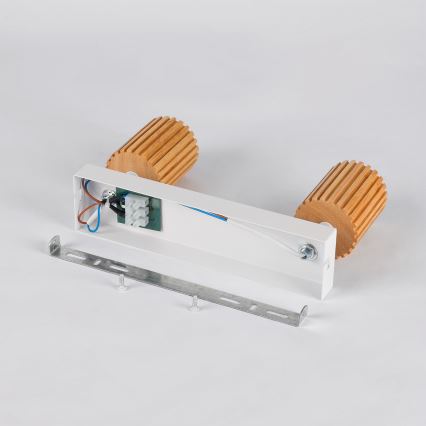 Brilagi - Spottivalaisin MODERN WOOD 2xGU10/8W/230V kumipuu/valkoinen