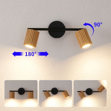 Brilagi - Spottivalaisin MODERN WOOD 2xGU10/8W/230V puu/musta