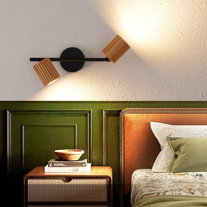 Brilagi - Spottivalaisin MODERN WOOD 2xGU10/8W/230V puu/musta