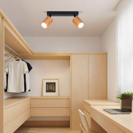 Brilagi - Spottivalaisin MODERN WOOD 2xGU10/8W/230V puu/musta