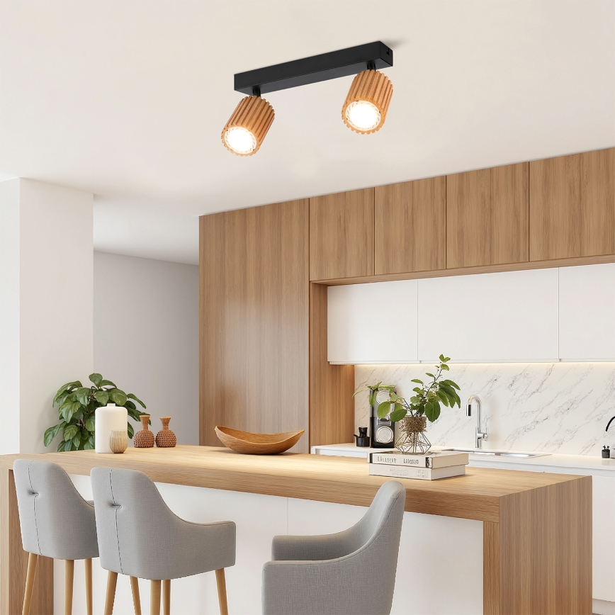 Brilagi - Spottivalaisin MODERN WOOD 2xGU10/8W/230V puu/musta