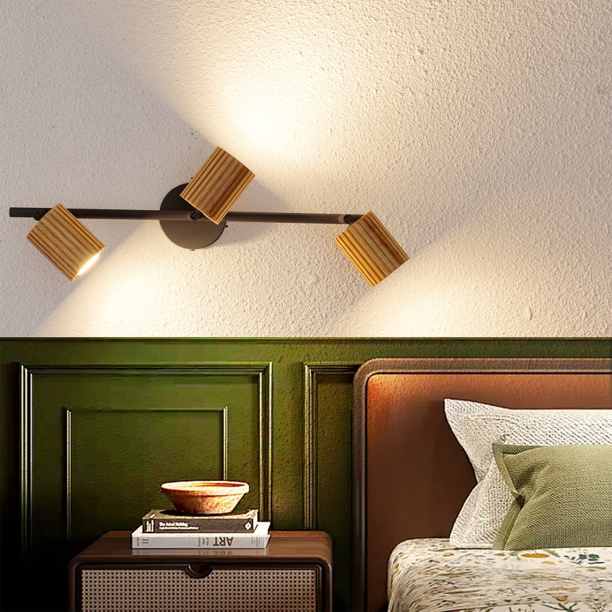 Brilagi - Spottivalaisin MODERN WOOD 3xGU10/8W/230V puu/musta