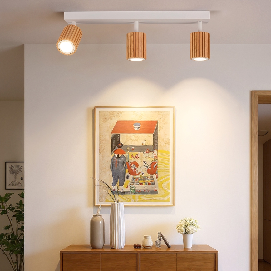 Brilagi - Spottivalaisin MODERN WOOD 3xGU10/8W/230V puu/valkoinen