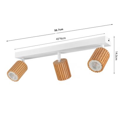 Brilagi - Spottivalaisin MODERN WOOD 3xGU10/8W/230V puu/valkoinen