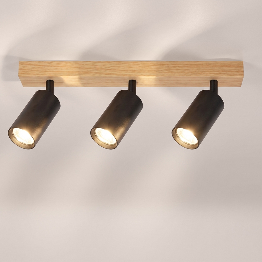 Brilagi - Spottivalaisin SELE 3xGU10/30W/230V musta/tammi-dekori