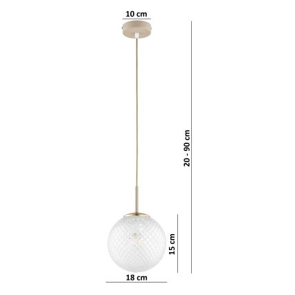 BRILAGI - STELLA riippuvalaisin kaapelilla 1xE27/60W/230V Ø 18 cm beige/kultainen