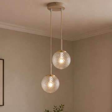 Brilagi - STELLA riippuvalaisin kaapelilla 2xE27/60W/230V beige/kultainen