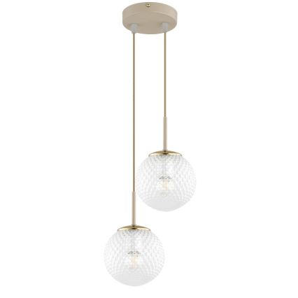 Brilagi - STELLA riippuvalaisin kaapelilla 2xE27/60W/230V beige/kultainen