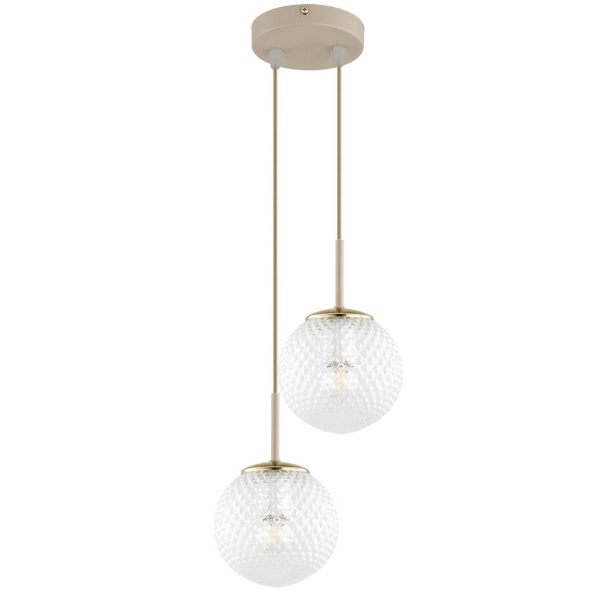 Brilagi - STELLA riippuvalaisin kaapelilla 2xE27/60W/230V beige/kultainen