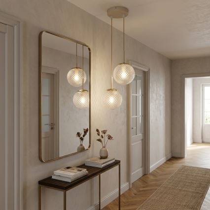 Brilagi - STELLA riippuvalaisin kaapelilla 2xE27/60W/230V beige/kultainen