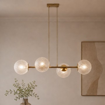 Brilagi - STELLA riippuvalaisin vaijerikiinnityksellä 4xE27/60W/230V beige/kulta