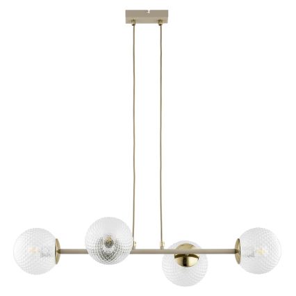 Brilagi - STELLA riippuvalaisin vaijerikiinnityksellä 4xE27/60W/230V beige/kulta