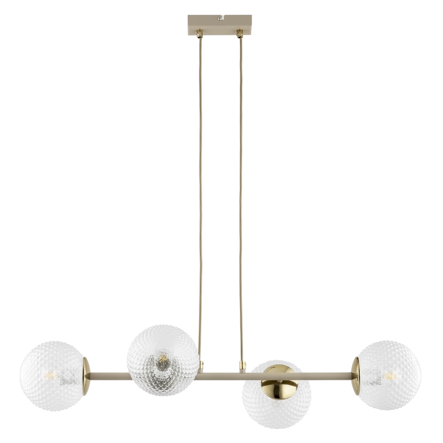 Brilagi - STELLA riippuvalaisin vaijerikiinnityksellä 4xE27/60W/230V beige/kulta