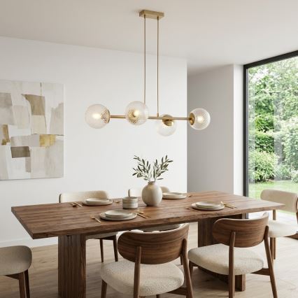 Brilagi - STELLA riippuvalaisin vaijerikiinnityksellä 4xE27/60W/230V beige/kulta