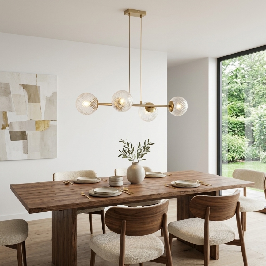 Brilagi - STELLA riippuvalaisin vaijerikiinnityksellä 4xE27/60W/230V beige/kulta