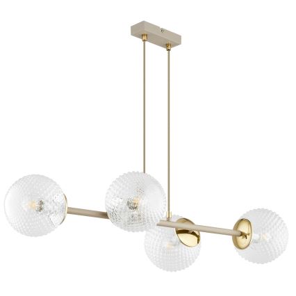 Brilagi - STELLA riippuvalaisin vaijerikiinnityksellä 4xE27/60W/230V beige/kulta