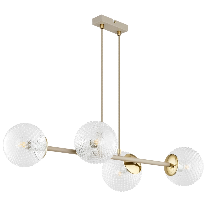Brilagi - STELLA riippuvalaisin vaijerikiinnityksellä 4xE27/60W/230V beige/kulta