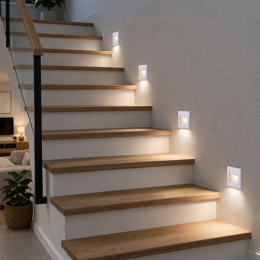 Brilagi - STEP LIGHT LED-portaikon valaisin, 1,5 W, 230 V, IP44, valkoinen