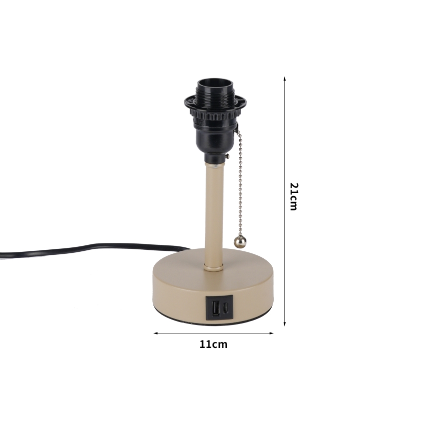 Brilagi - TABLON pöytälamppu USB-portilla 1xE27/25W/230V beige