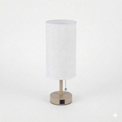 Brilagi - TABLON pöytävalaisin USB-portilla 1xE27/25W/230V beige/valkoinen