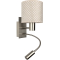 BRILAGI - taipuisa LED-seinävalaisin BOBO 1xE27/25W/230V + LED/3W mattakromi/beige/pilkullinen