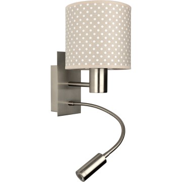 BRILAGI - taipuisa LED-seinävalaisin BOBO 1xE27/25W/230V + LED/3W mattakromi/beige/pilkullinen