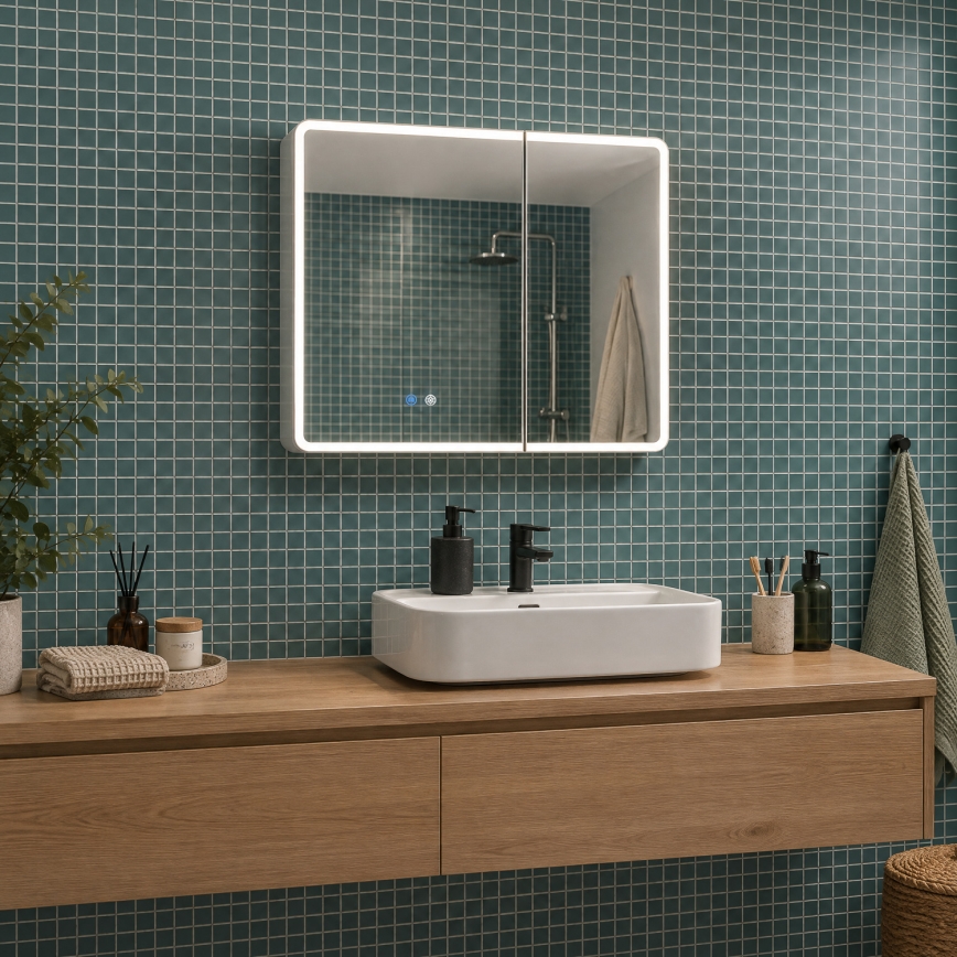 BRILAGI - taustavalaistu LED-peilikaappi NOTO DOUBLE 78x65 cm