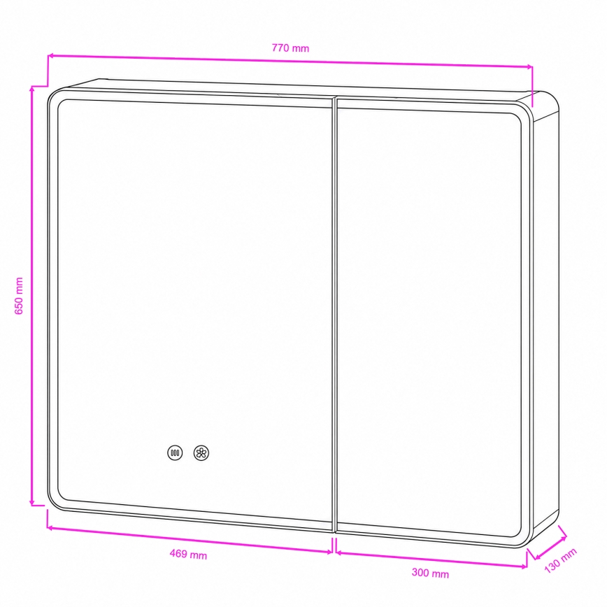 BRILAGI - taustavalaistu LED-peilikaappi NOTO DOUBLE 78x65 cm