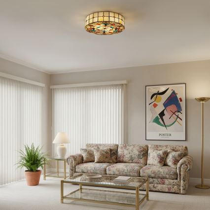 Brilagi - Tiffany-lasikupu kattovalaisin MIRABELLA 3xE27/60W/230V Ø 40 cm