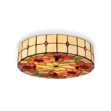 BRILAGI - Tiffany lasimosaiikkikattovalaisin SUNFLOWER 2xE27/60W/230V Ø 40 cm