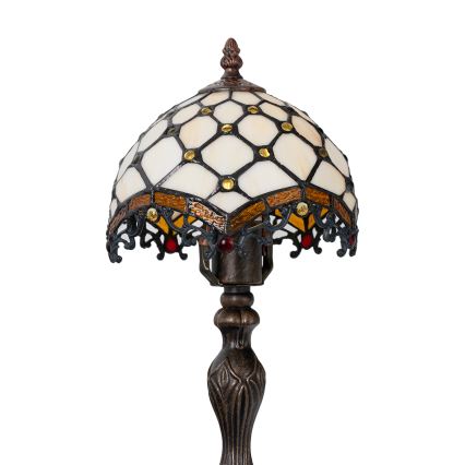 Brilagi - Tiffany lasimosaiikkipöytävalaisin IVORY 1xE27/60W/230V