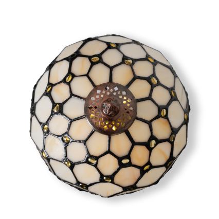 Brilagi - Tiffany lasimosaiikkipöytävalaisin IVORY 1xE27/60W/230V