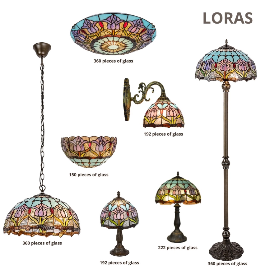 Brilagi - Tiffany-lasimosaiikkiseinävalaisin LORAS 1xE27/40W/230V