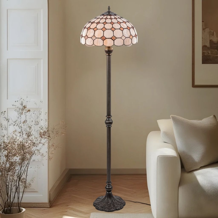 Brilagi - Tiffany-lasinen lattiavalaisin DORAN 2xE27/60W/230V