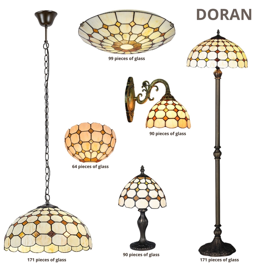 Brilagi - Tiffany-lasinen lattiavalaisin DORAN 2xE27/60W/230V