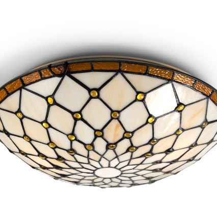 BRILAGI - Tiffany Tiffany-tyylinen vitraasinen kattovalaisin IVORY 2xE27/60W/230V, halkaisija 40 cm