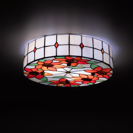 Brilagi - Tiffany-tyylinen lasikattovalaisin SUNFLOWER 3xE27/60W/230V halkaisija 40 cm