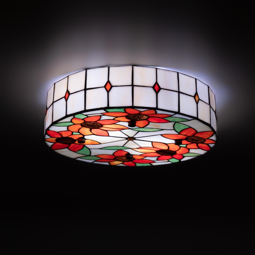 Brilagi - Tiffany-tyylinen lasikattovalaisin SUNFLOWER 3xE27/60W/230V halkaisija 40 cm
