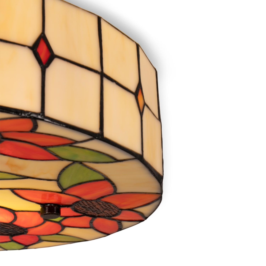 Brilagi - Tiffany-tyylinen lasikattovalaisin SUNFLOWER 3xE27/60W/230V halkaisija 40 cm