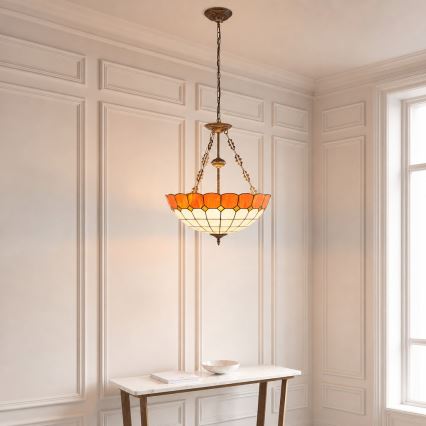 Brilagi - Tiffany-tyylinen lasikupuinen kattokruunu ketjulla SIENNA 3xE27/60W/230V halkaisija 50 cm