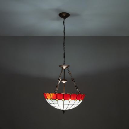Brilagi - Tiffany-tyylinen lasikupuinen kattokruunu ketjulla SIENNA 3xE27/60W/230V halkaisija 50 cm