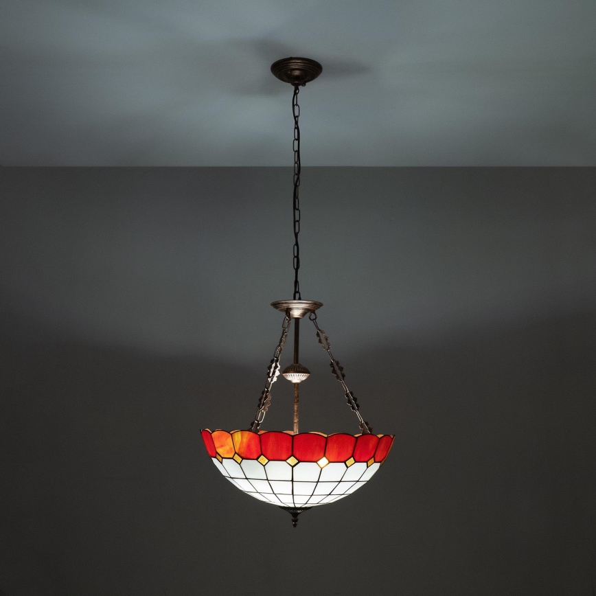 Brilagi - Tiffany-tyylinen lasikupuinen kattokruunu ketjulla SIENNA 3xE27/60W/230V halkaisija 50 cm
