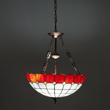 Brilagi - Tiffany-tyylinen lasikupuinen kattokruunu ketjulla SIENNA 3xE27/60W/230V halkaisija 50 cm