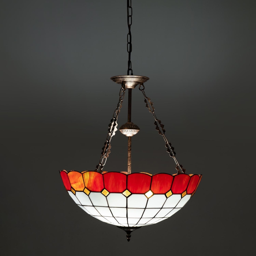 Brilagi - Tiffany-tyylinen lasikupuinen kattokruunu ketjulla SIENNA 3xE27/60W/230V halkaisija 50 cm