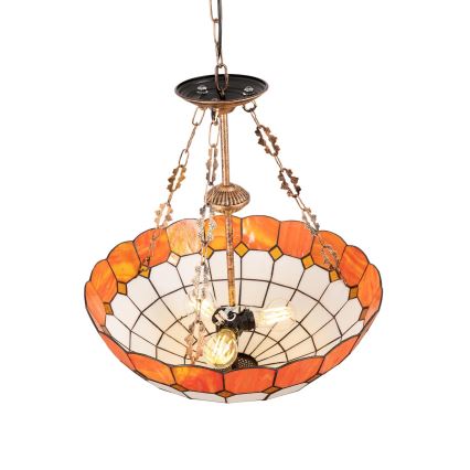 Brilagi - Tiffany-tyylinen lasikupuinen kattokruunu ketjulla SIENNA 3xE27/60W/230V halkaisija 50 cm