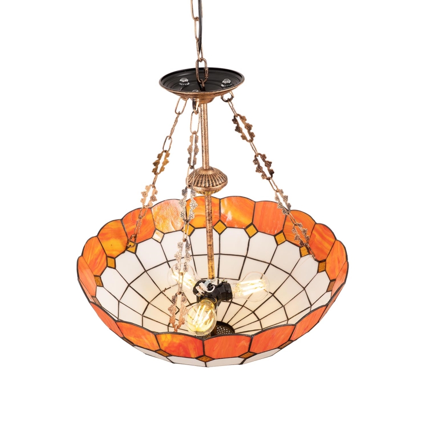Brilagi - Tiffany-tyylinen lasikupuinen kattokruunu ketjulla SIENNA 3xE27/60W/230V halkaisija 50 cm