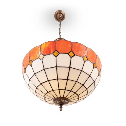 Brilagi - Tiffany-tyylinen lasikupuinen kattokruunu ketjulla SIENNA 3xE27/60W/230V halkaisija 50 cm