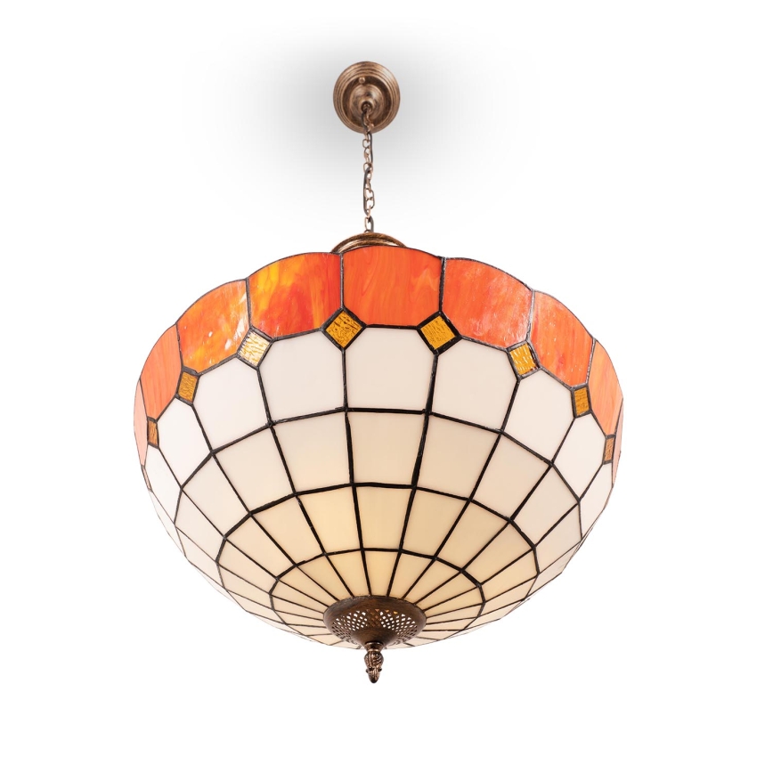 Brilagi - Tiffany-tyylinen lasikupuinen kattokruunu ketjulla SIENNA 3xE27/60W/230V halkaisija 50 cm
