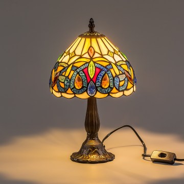 Brilagi - Tiffany-tyylinen lasikupuinen pöytävalaisin LUISA 1xE14/40W/230V
